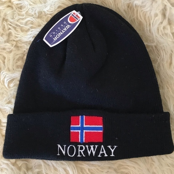 NORWAY toque knitted winter hat. One size. Black. New with tags. - Picture 2 of 6